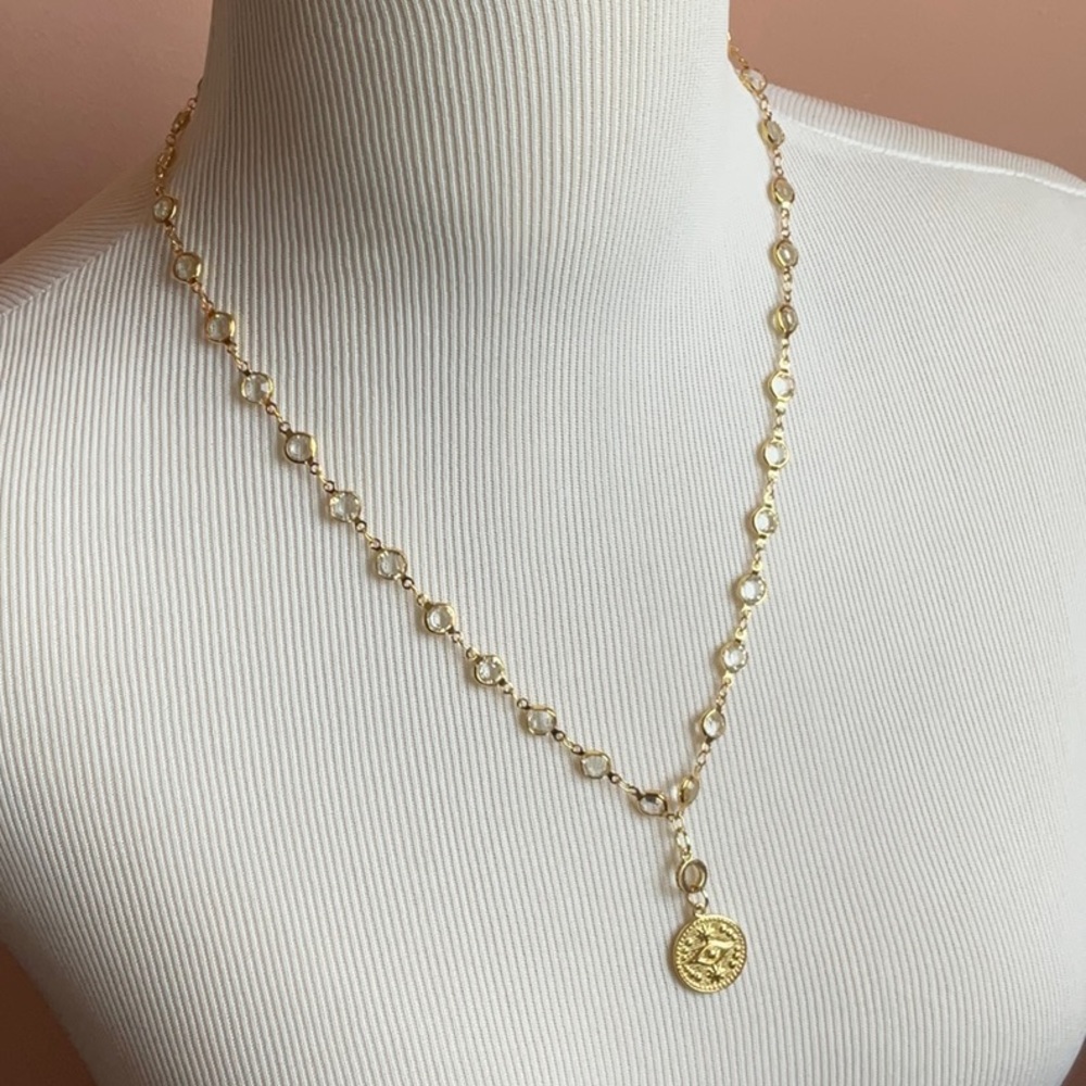Artisan made Crystal Rosary Station Charm Necklace